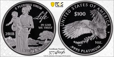 2018-W $100 Platinum Eagle - Life PR69DCAM