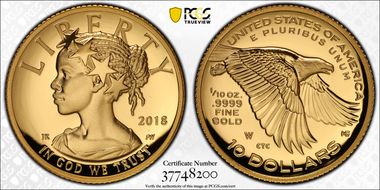 2018-W $10 American Liberty High Relief PR70DCAM