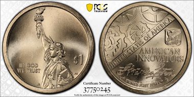 2018-P $1 American Innovation Series  Washington-Signed 1st Patent Position A MS66