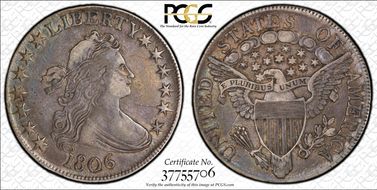 1806 50C Pointed 6, No Stem N1