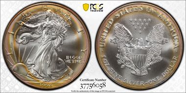 1998 $1 Silver Eagle MS68