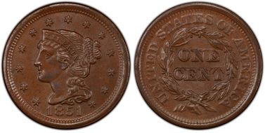 1851 1C Newcomb 16 MS64BN