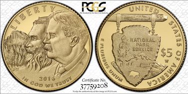 2016-W $5 100th Anniv. Nat'l Parks PR70DCAM