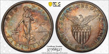 1903-S Peso KM-168  Ag AU58