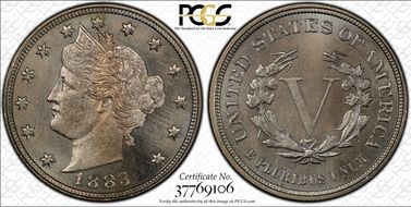 1883 5C No CENTS MS67+