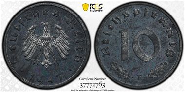 1947-F 10 Pfg J-375 PR62