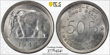 1944 50 Fr KM-27  Ag MS63