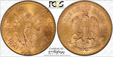 1947 50 Peso KM-481  Au MS66