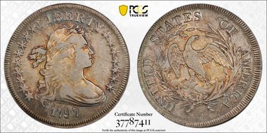1797 $1 9x7 Stars, Large Letters XF45