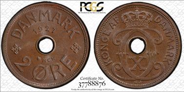 1927 HCN GJ 2 Øre KM-827.1 MS64BN