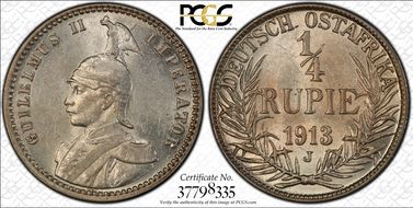 1913-J 1/4 Rup J-720 AU58