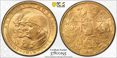 1944 (20 Lei) Romanian Kings X-M13  Au MS64