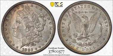 1882-O/S $1 Weak AU55