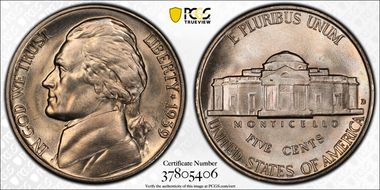 1939-D 5C Reverse of 1938 MS67FS