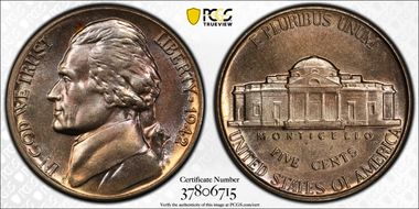 1942 5C Nickel MS66FS