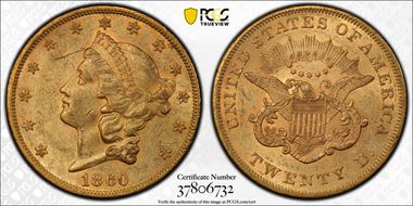 1860 $20 AU58