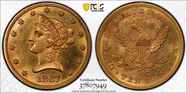 1867 $10 MS62