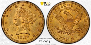 1907 $10 Liberty MS62