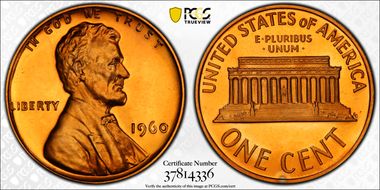 1960 1C Small Date PR68DCAM