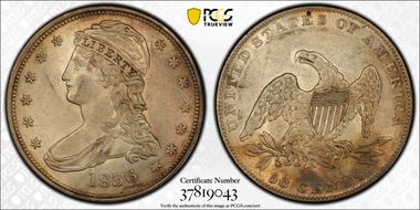 1836 50C Reeded Edge AU58