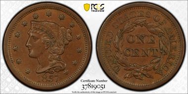 1857 1C Large Date MS62BN
