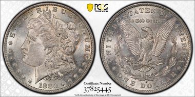 1880-O $1 VAM 48 Hangnail AU58