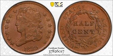 1829 1/2C Cohen 1 MS62BN