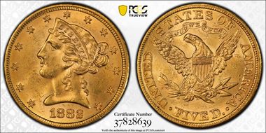 1882 $5 MS63