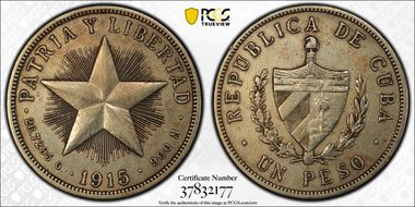 1915 Peso High Relief KM-15.1 N1