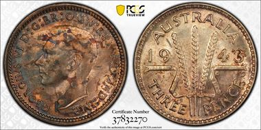 1943-D 3D KM-37  Ag MS64