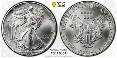 1991 $1 Silver Eagle MS68