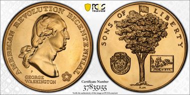 (1972)-P Medal D1972-4b Yellow Bronze George Washington MS66