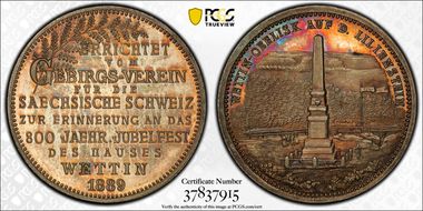 1889 Medal Wettin Obelisk Ag SP65
