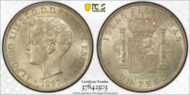 1897-SG V Peso Calico-122  Ag MS61