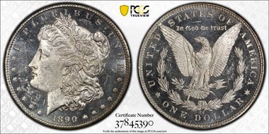 1890-CC $1 Tailbar MS62DMPL