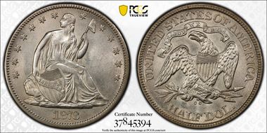 1873-CC 50C No Arrows AU58