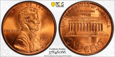 1995 1C Doubled Die Obverse MS68RD