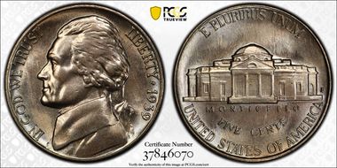 1939-S 5C Reverse of 1938 MS67FS