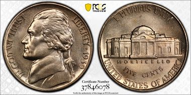 1939-D 5C Reverse of 1938 MS67FS