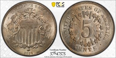 1866 5C Rays MS65+