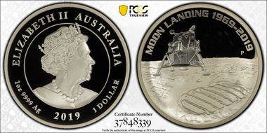 2019-P $1 Moon Landing 50th Ann. Ag PR70DCAM
