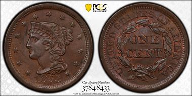 1853 1C Newcomb 15 MS64BN