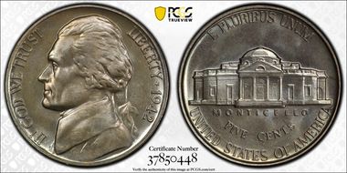 1942 5C Nickel PR67