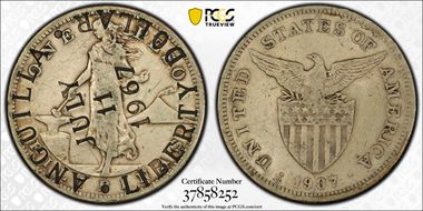 1967 $1 X-5 C/M on US Phil Peso N1