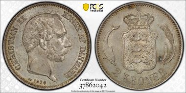 1876 HC/CS 2 Kr KM-798.1  Ag MS63