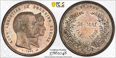 1892-CS 2 Kr Wedding MS65