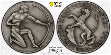 1926 Medal Uster R-1831a Matte Ag SP66