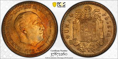 1953 Peseta (1956) MS64