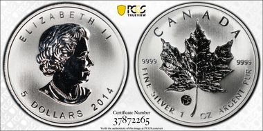 2014 $5 Fabulous 15-Maple Leaf MS65