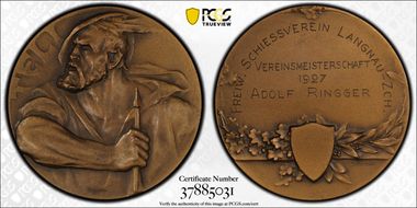 No Date Medal Langnau-Zurich Bronze Voluntary Shooting Club SP65